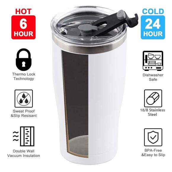8 Pack 20oz Stainless Steel Tumblers Reusable Travel Mug & Lid Different Colors - Picture 4 of 7